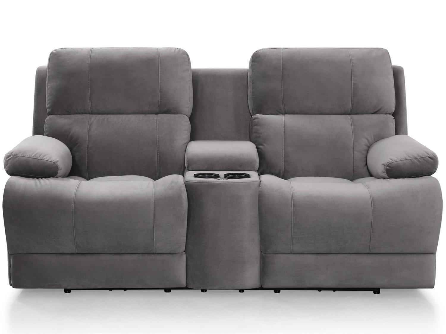 Palliser Kenaston Leather Upholstery Console Loveseat Power Recliner with Headrest & Lumbar