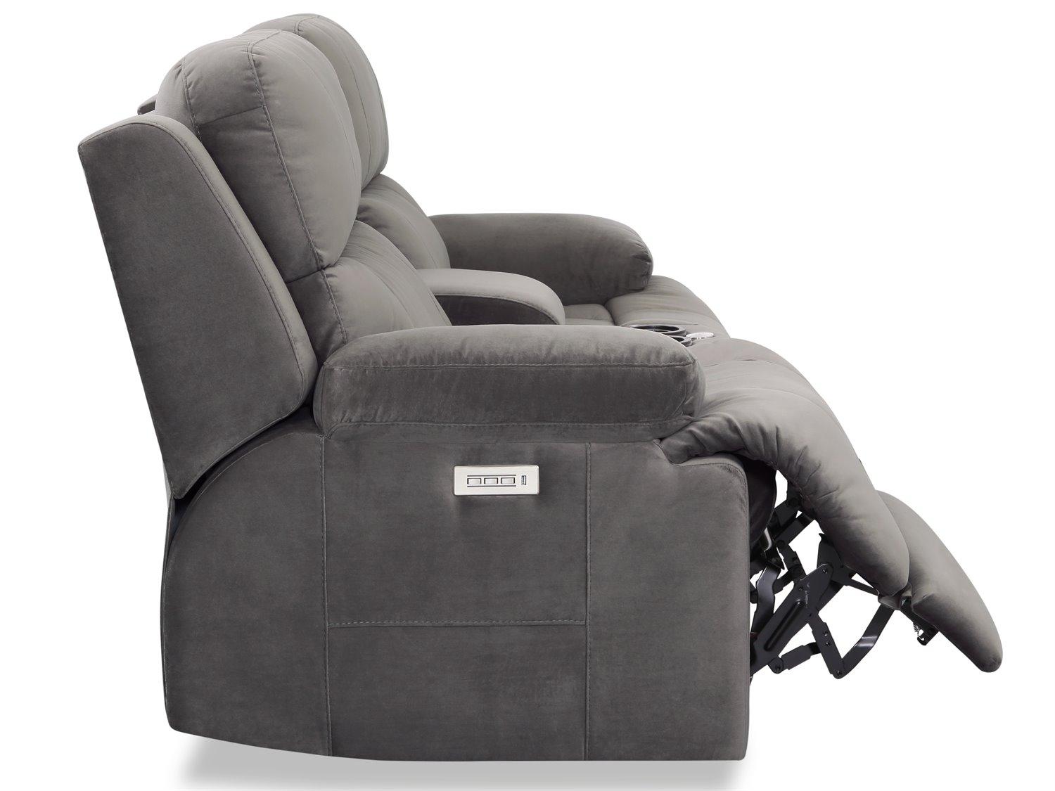 Palliser Kenaston Leather Upholstery Console Loveseat Power Recliner with Headrest & Lumbar