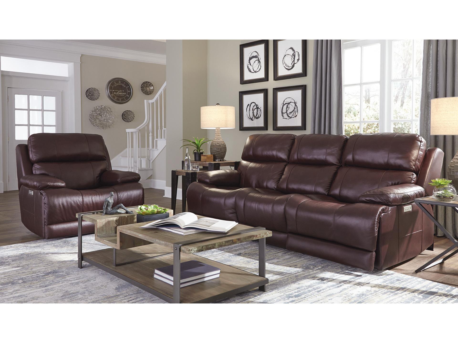Palliser Kenaston Leather Upholstery Power Recliner Wall Hugger with Headrest & Lumbar