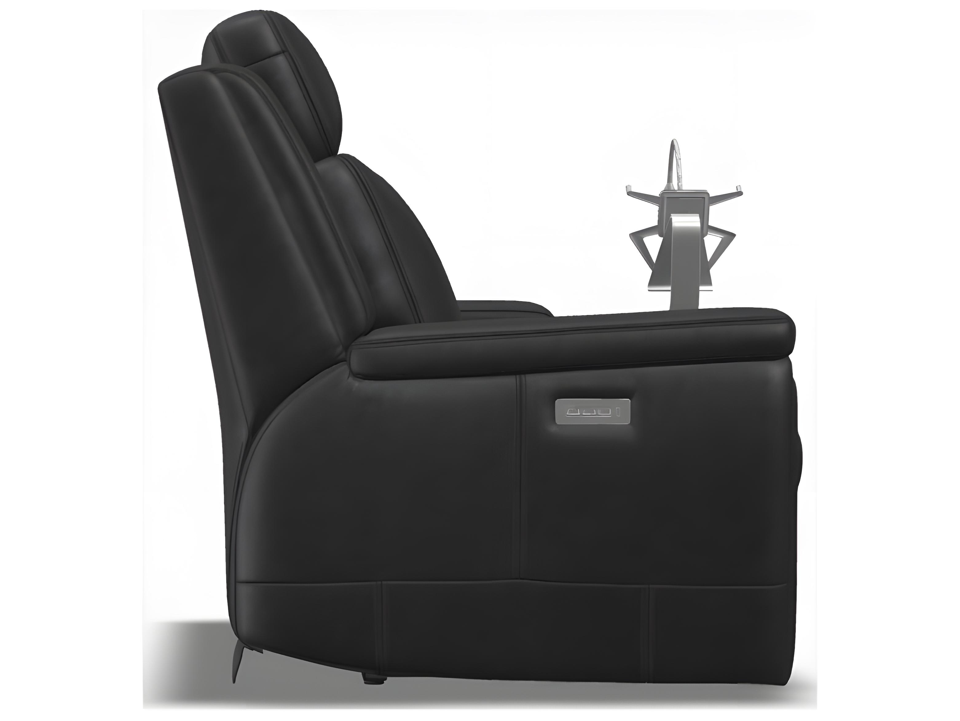 Palliser Asher Leather Upholstery Console Loveseat Power Recliner with Cupholder