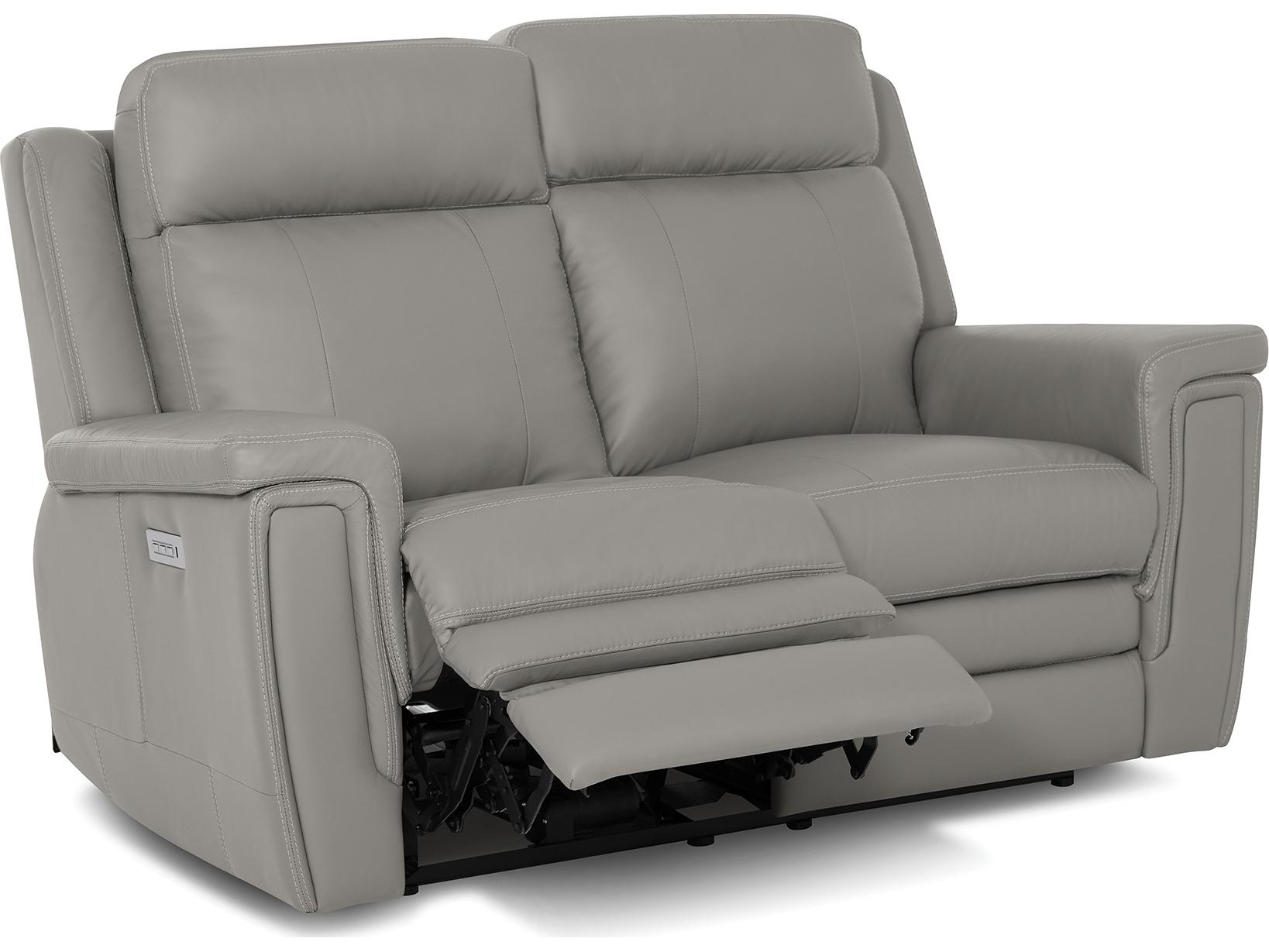 Palliser Asher Leather Upholstery Loveseat Power Recliner with Headrest & Lumbar