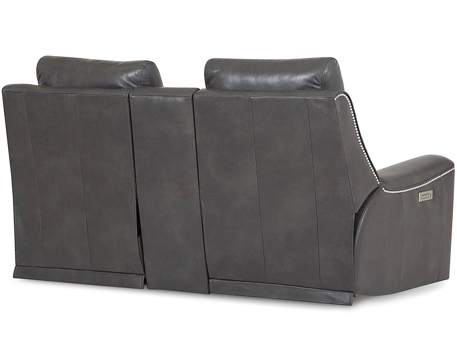 Palliser Hastings Leather Upholstery Console Loveseat Power Recliner with Cupholder with Power Headrest