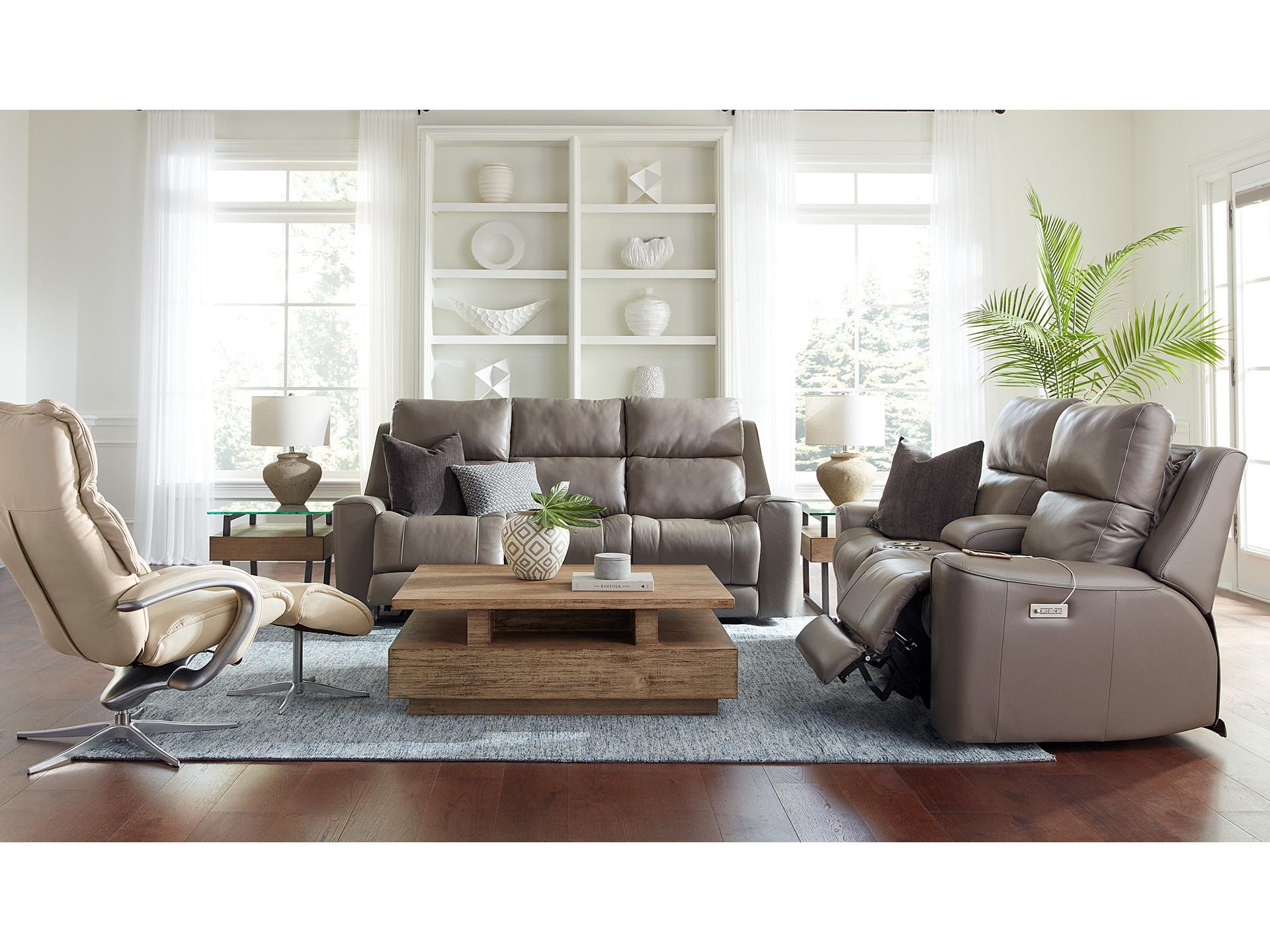 Palliser Hastings Leather Upholstery Sofa Power Recliner with Headrest & Lumbar