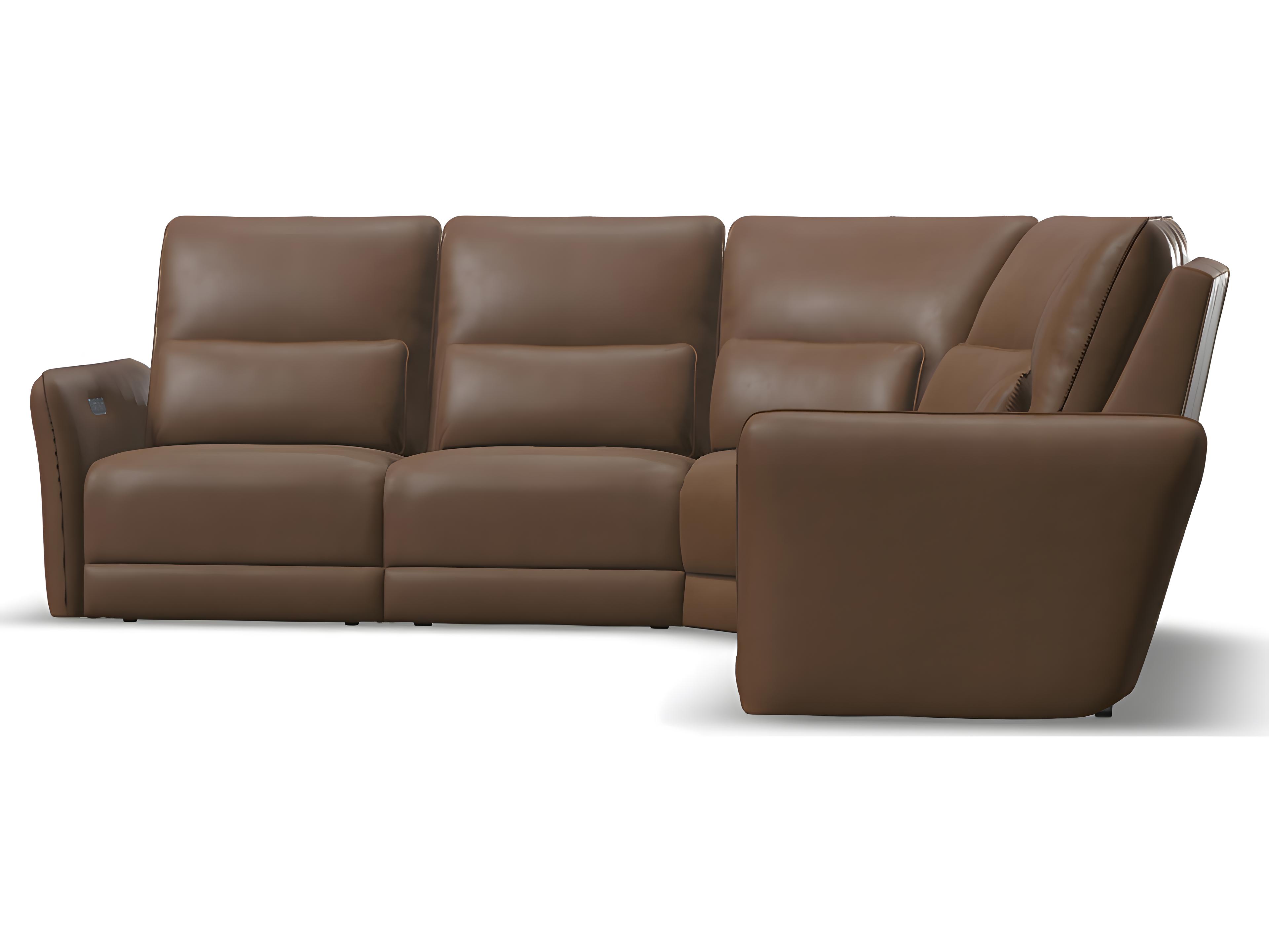 Palliser Acacia Leather Upholstery Sectional Sofa Power Recliner with Power Headrests