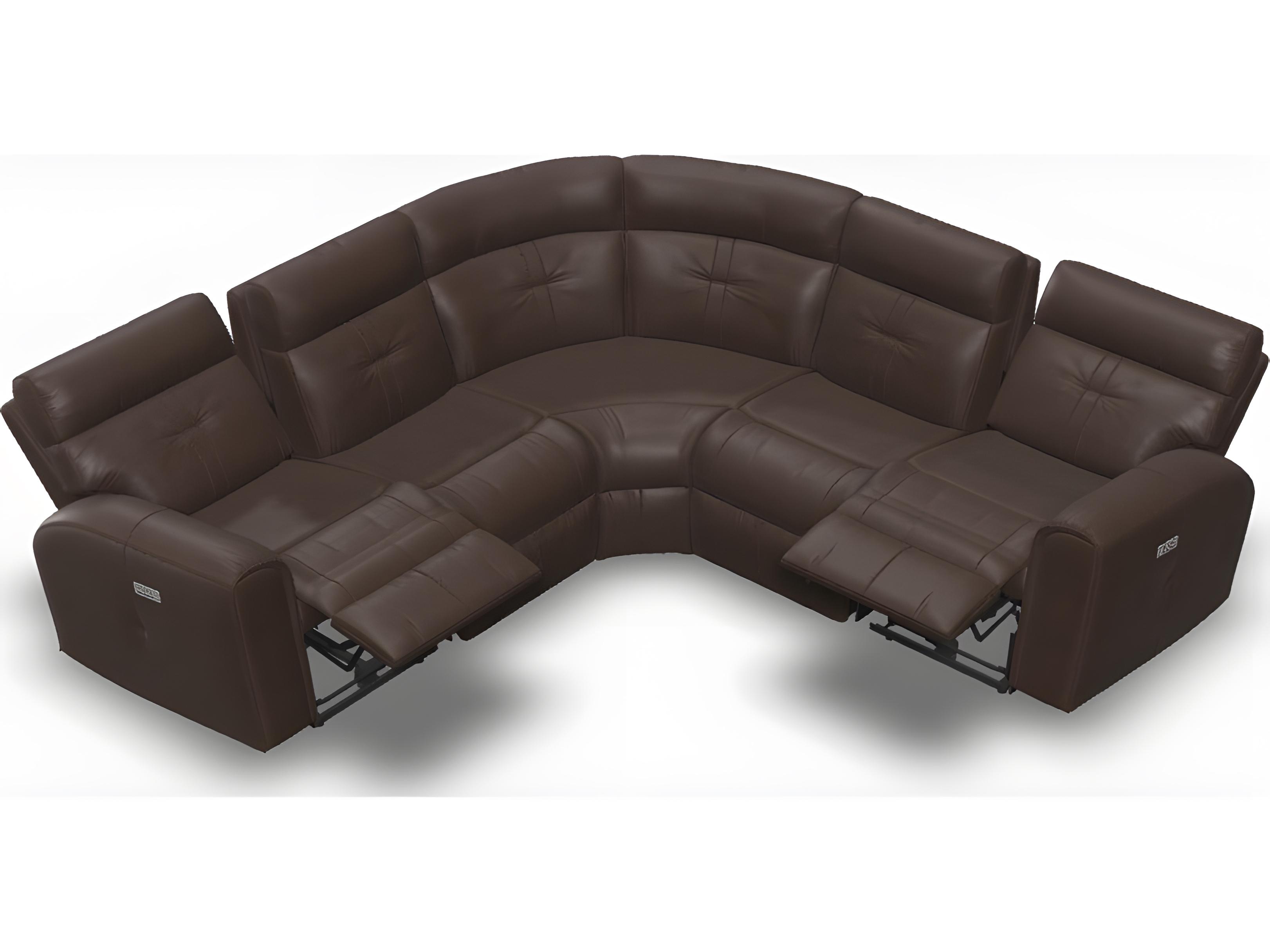 Palliser Acacia Leather Upholstery Sectional Sofa Power Recliner with Power Headrests