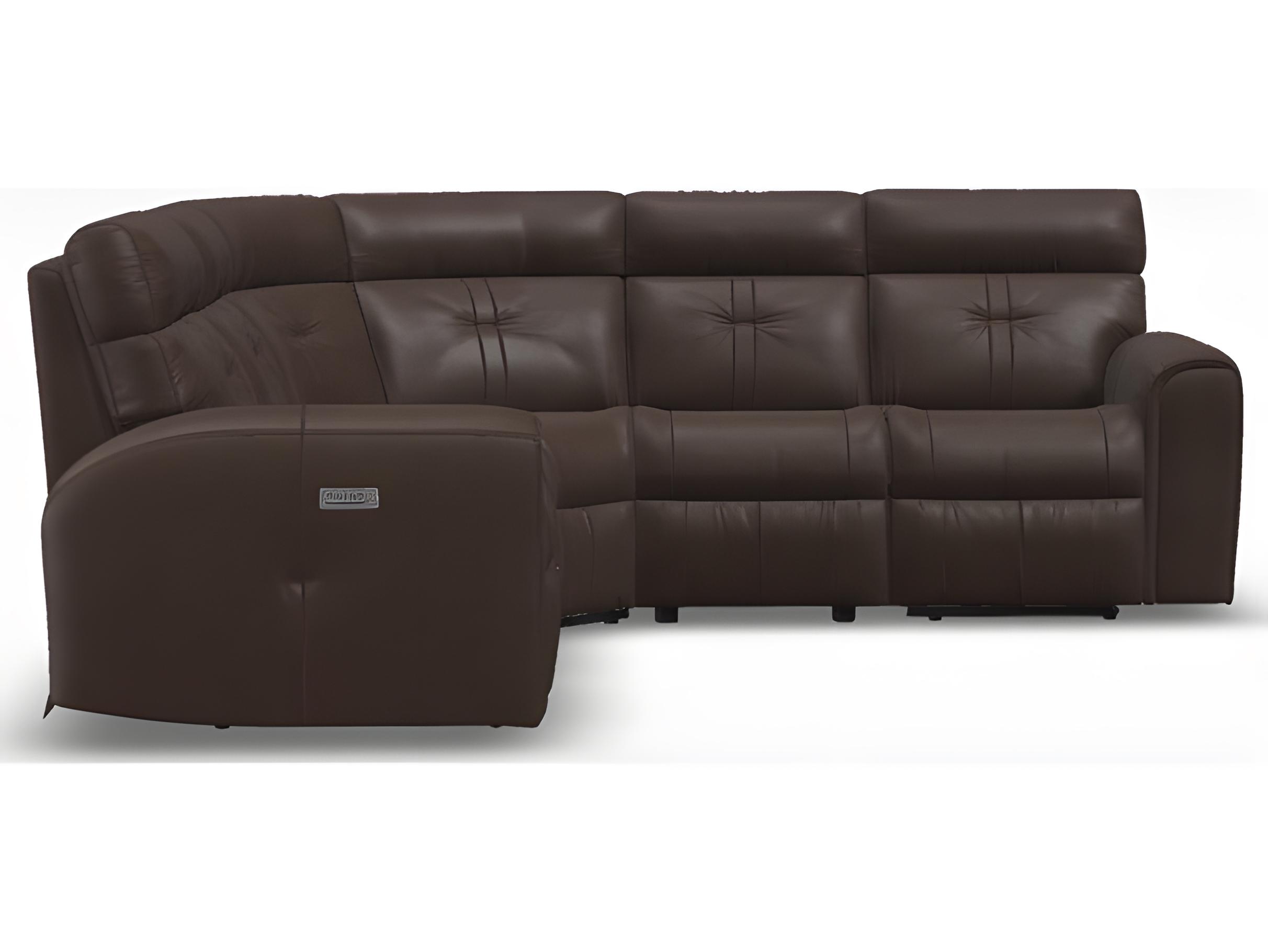 Palliser Acacia Leather Upholstery Sectional Sofa Power Recliner with Power Headrests