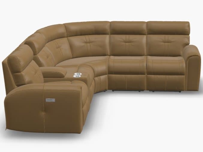Palliser Acacia Leather Upholstery Sectional Sofa Power Recliner with Power Headrests