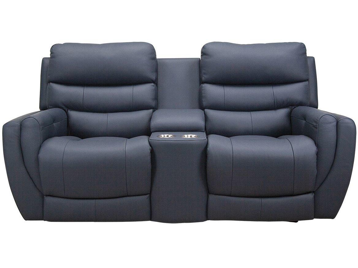 Palliser Gavin Leather Upholstery Console Loveseat Power Recliner with Headrest & Lumbar