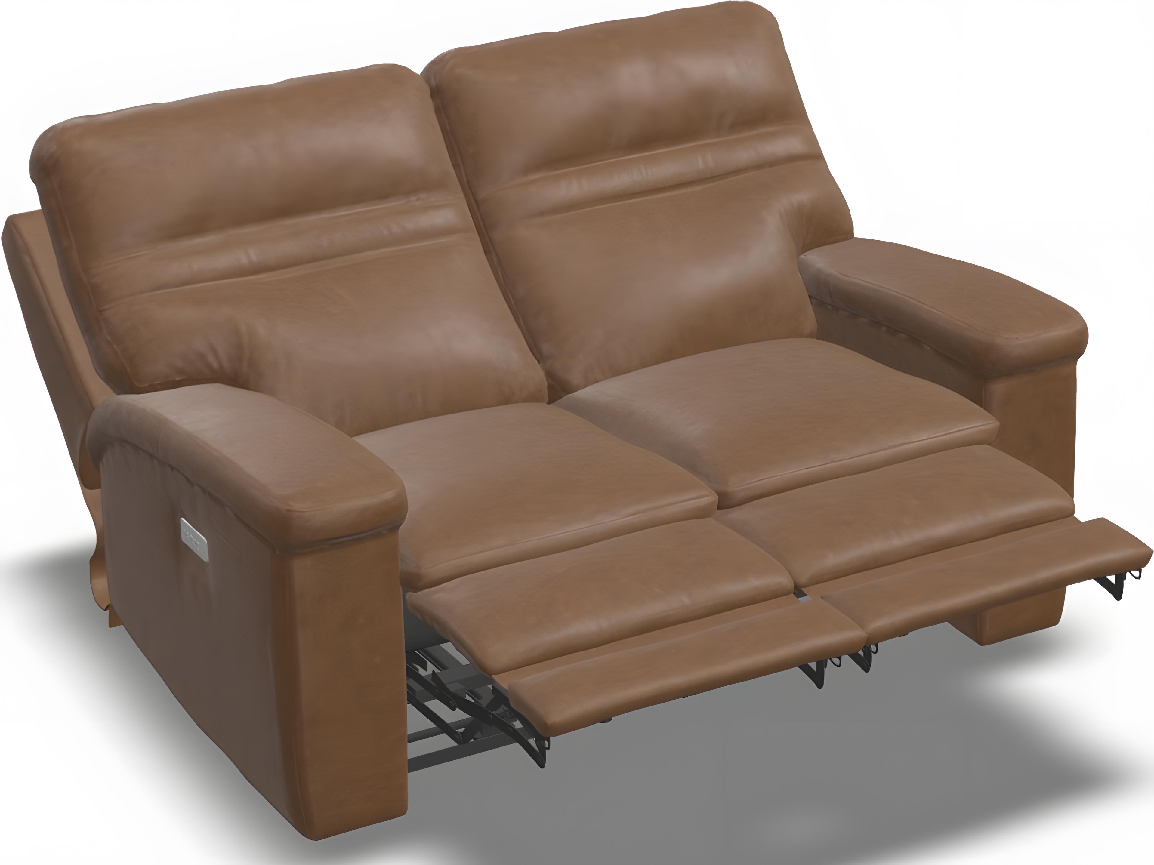 Palliser Leo Leather Upholstery Loveseat Power Recliner with Headrest & Lumbar