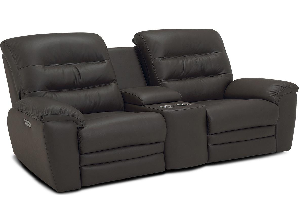 Palliser Keiran Leather Upholstery Console Loveseat Power Recliner with Cupholder with Power Headrest