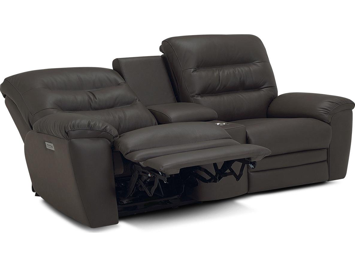 Palliser Keiran Leather Upholstery Console Loveseat Power Recliner with Cupholder with Power Headrest
