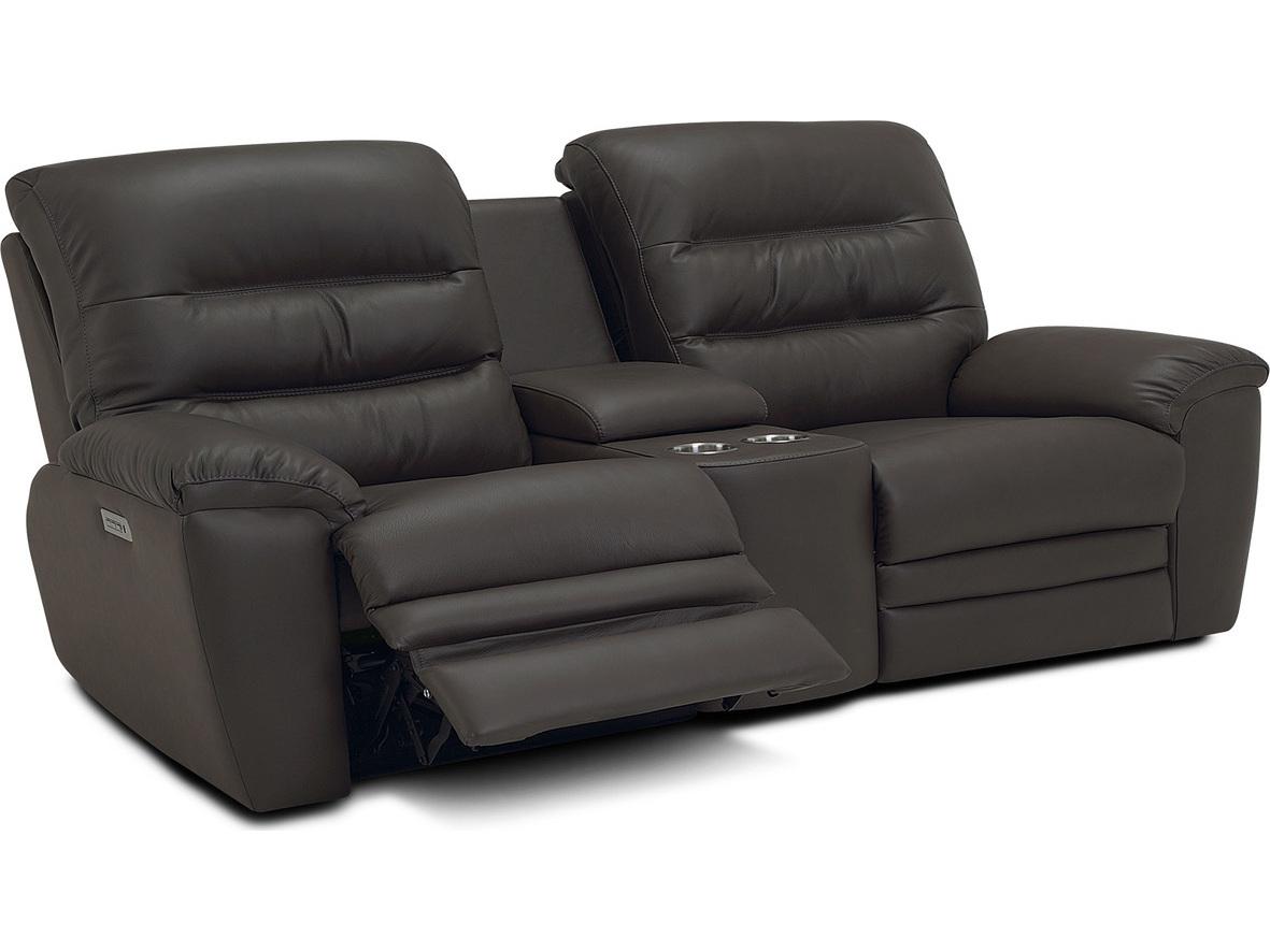 Palliser Keiran Leather Upholstery Console Loveseat Power Recliner with Cupholder with Power Headrest