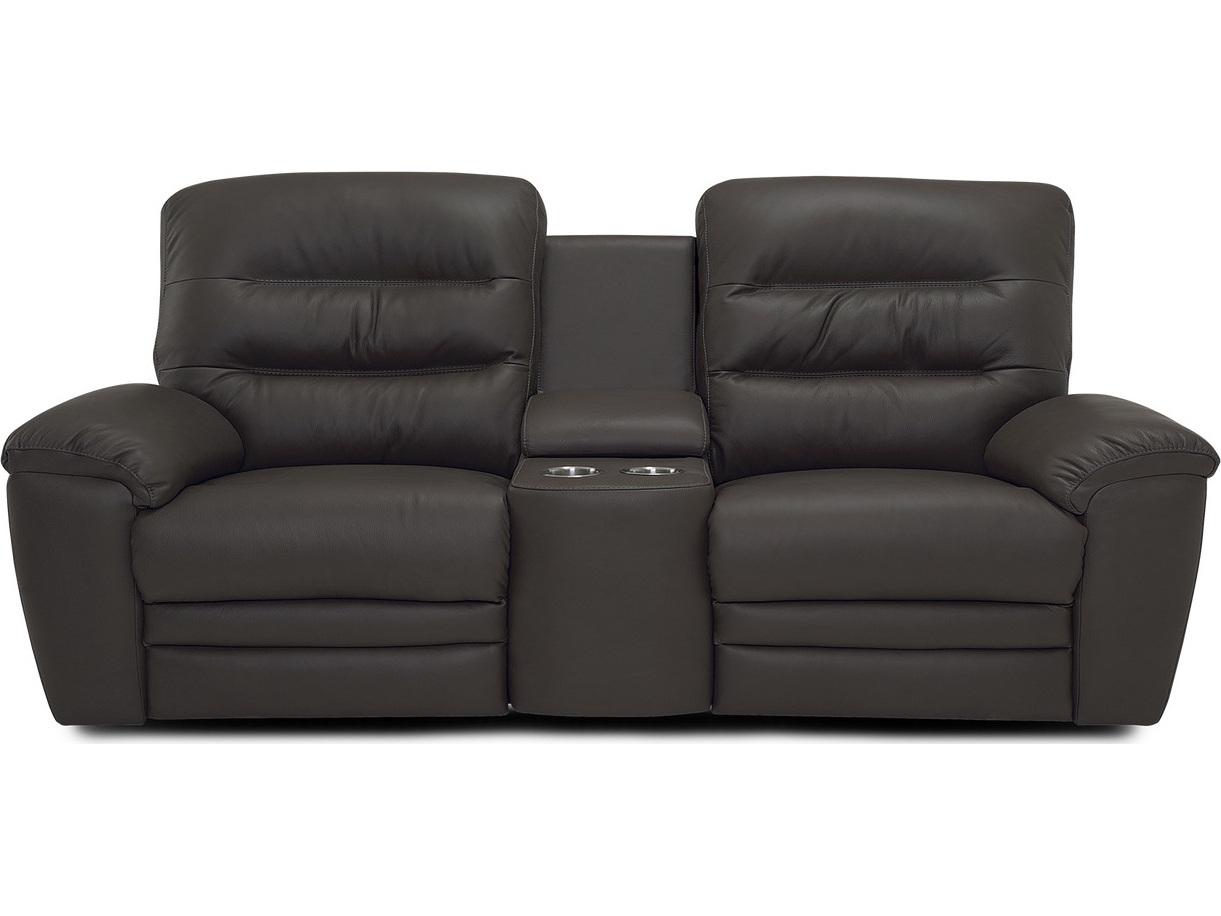Palliser Keiran Leather Upholstery Console Loveseat Power Recliner with Cupholder with Power Headrest
