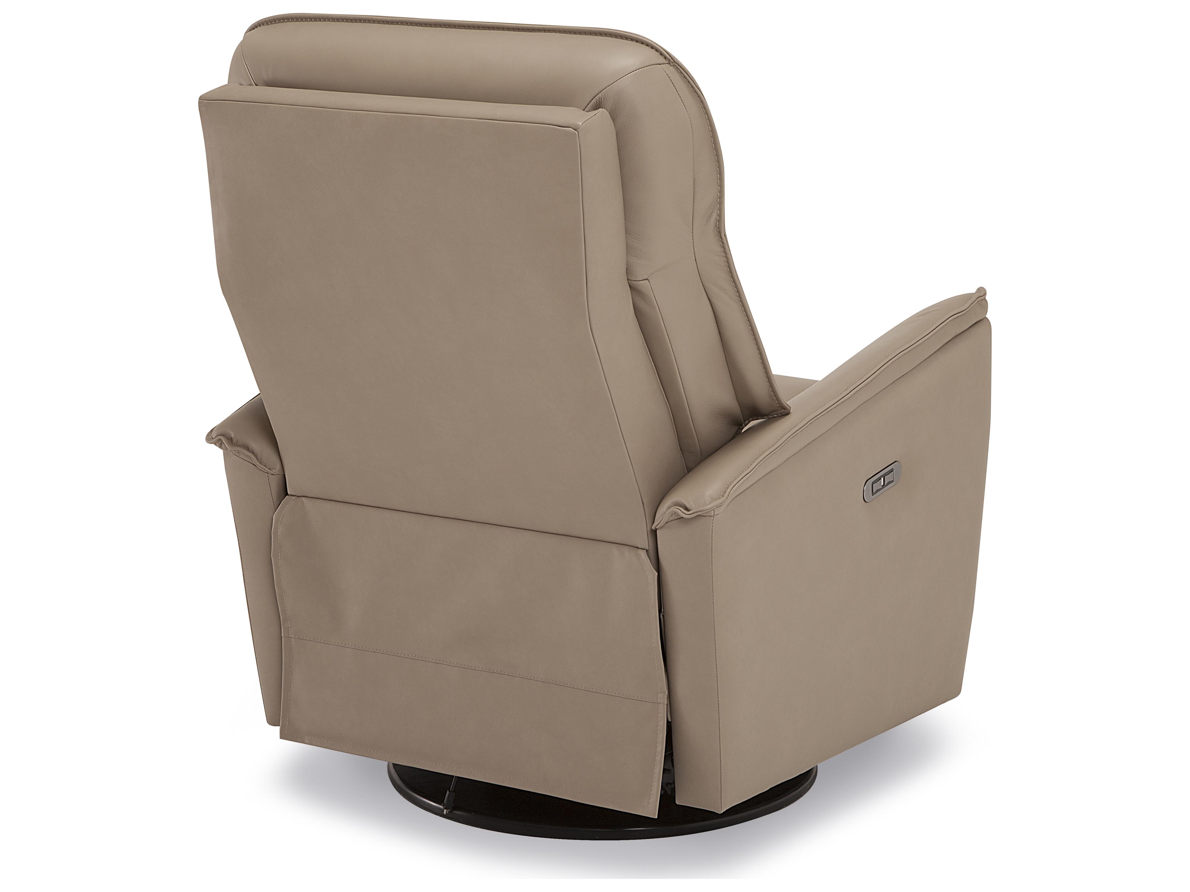 Palliser Dover Leather Upholstery Swivel Glider Power Recliner with Power Headrest