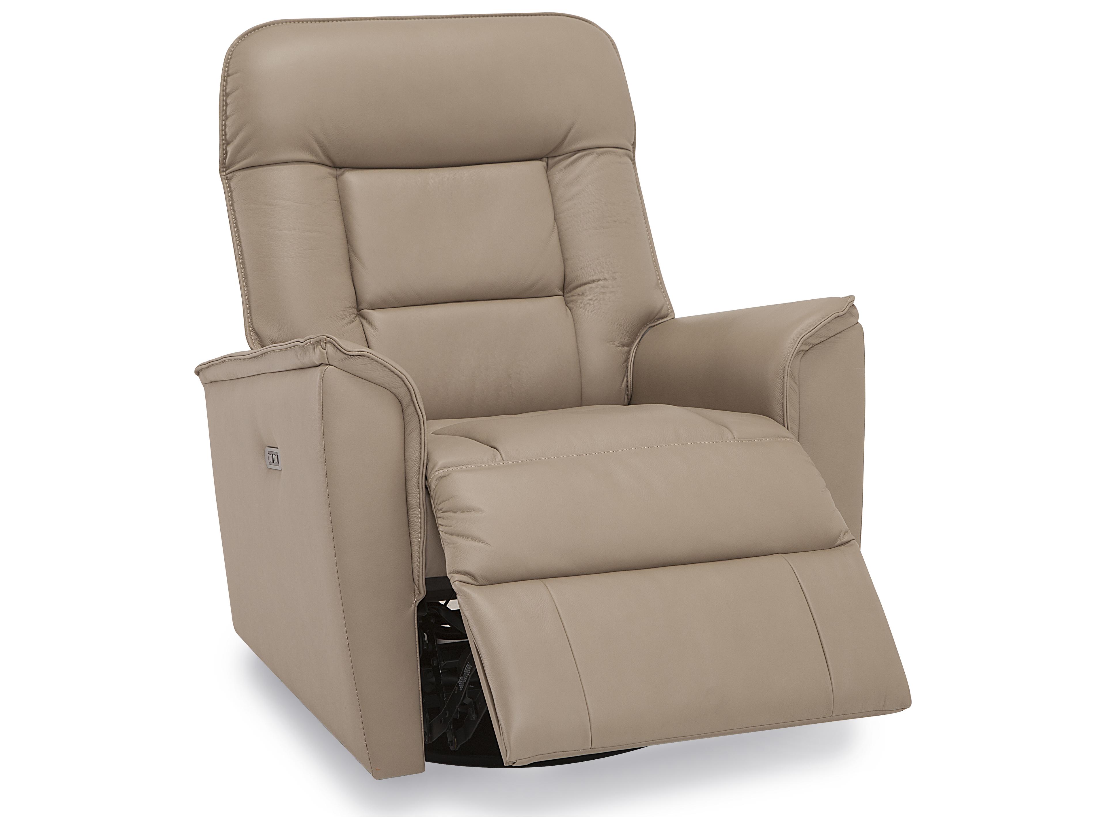 Palliser Dover Leather Upholstery Swivel Glider Power Recliner with Power Headrest
