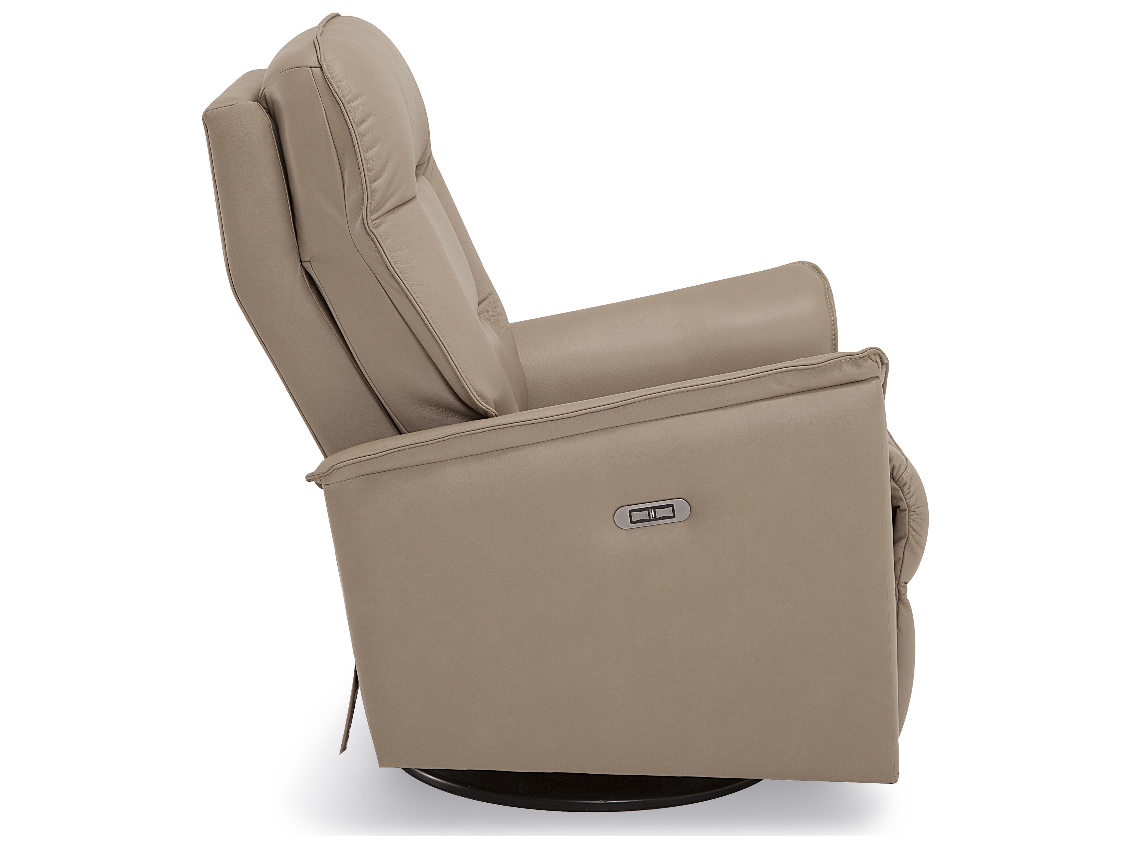 Palliser Dover Leather Upholstery Swivel Glider Power Recliner with Power Headrest
