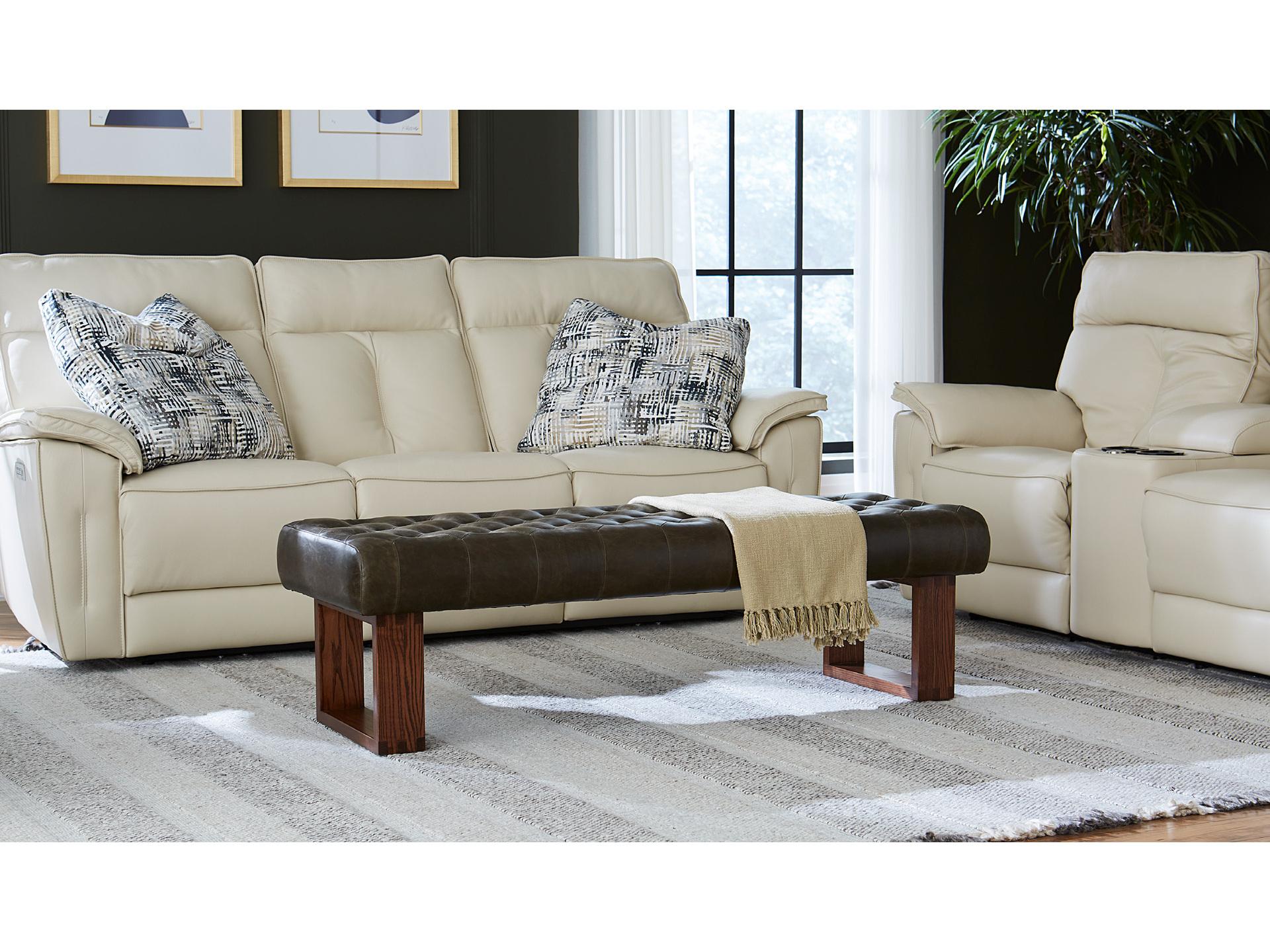 Palliser Wyatt Tufted Leather Upholstery Bench