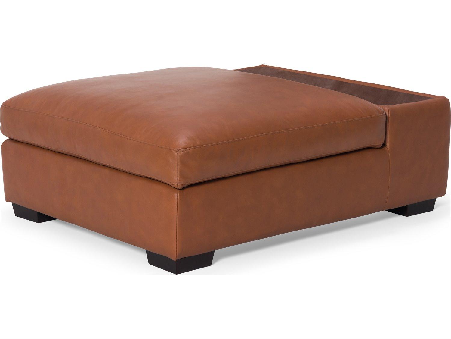 Palliser Madison Track Arm Leather Upholstery Storage Ottoman with 12" Table