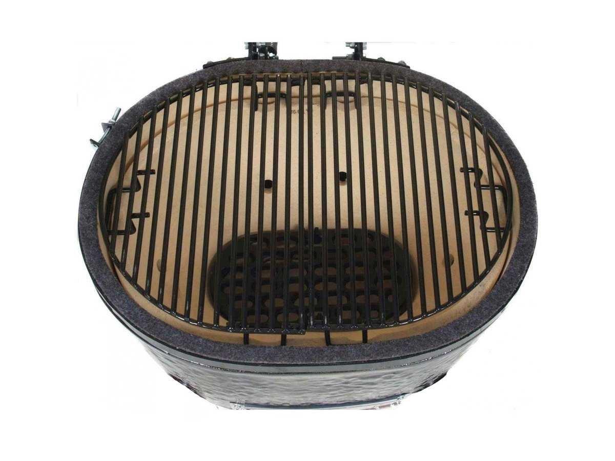 Primo Ceramic Oval Junior Charcoal Grill Smoker with Stainless Steel Grates