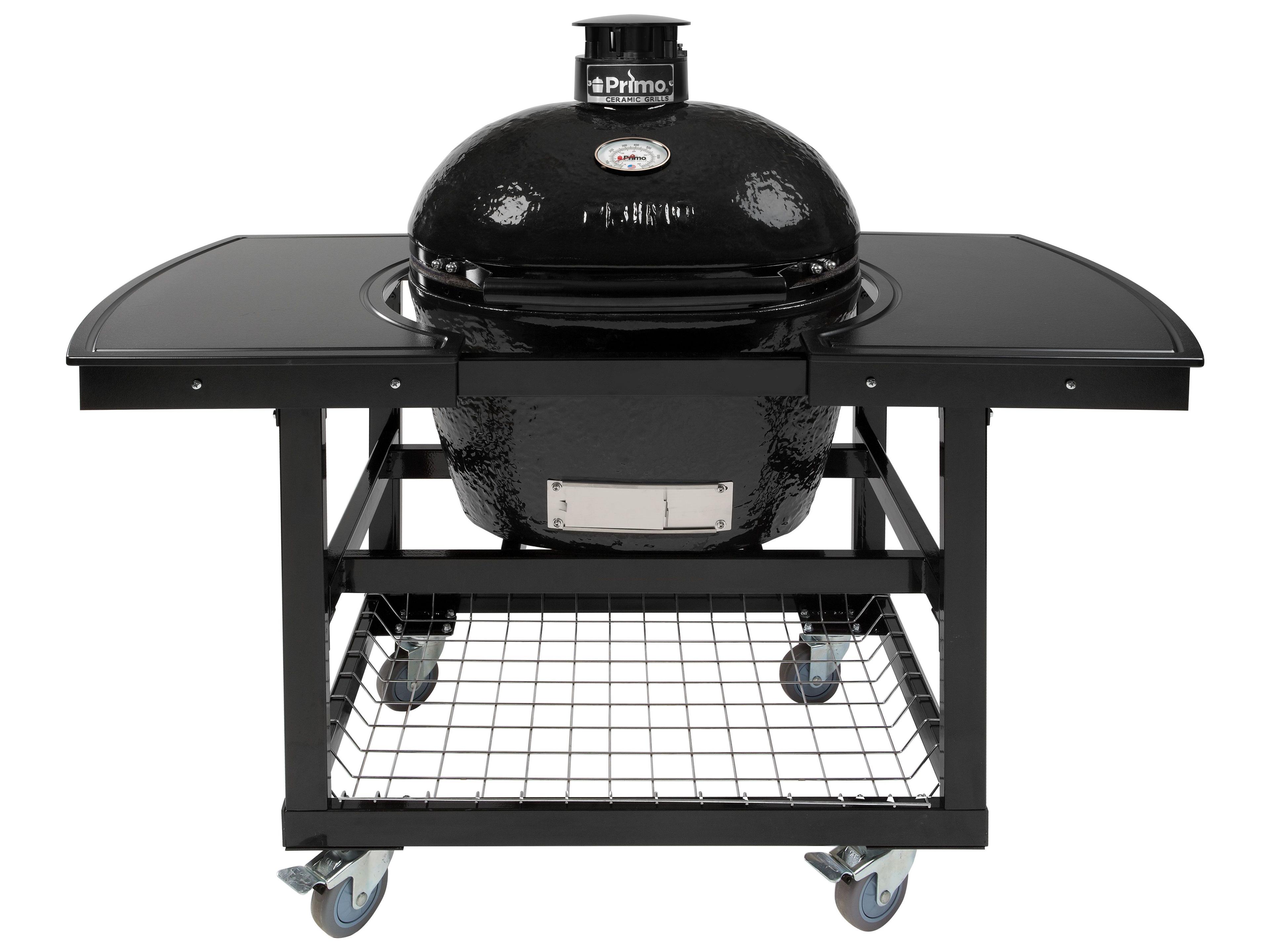 Primo Oval XL Jack Daniels Edition Charcoal Grill with Cart and Island Top