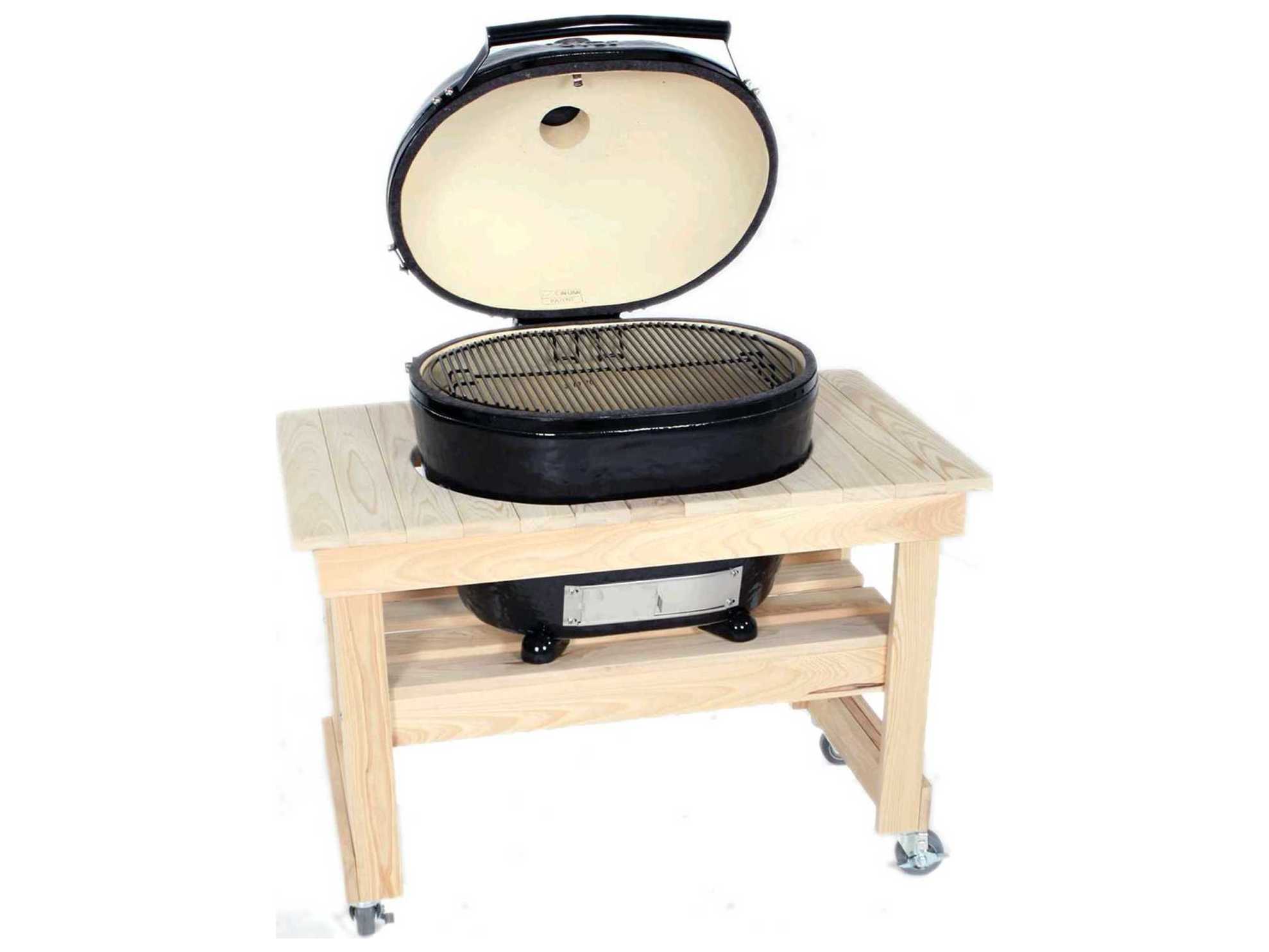 Primo Oval XL Jack Daniels Edition Charcoal Grill with Cypress Table