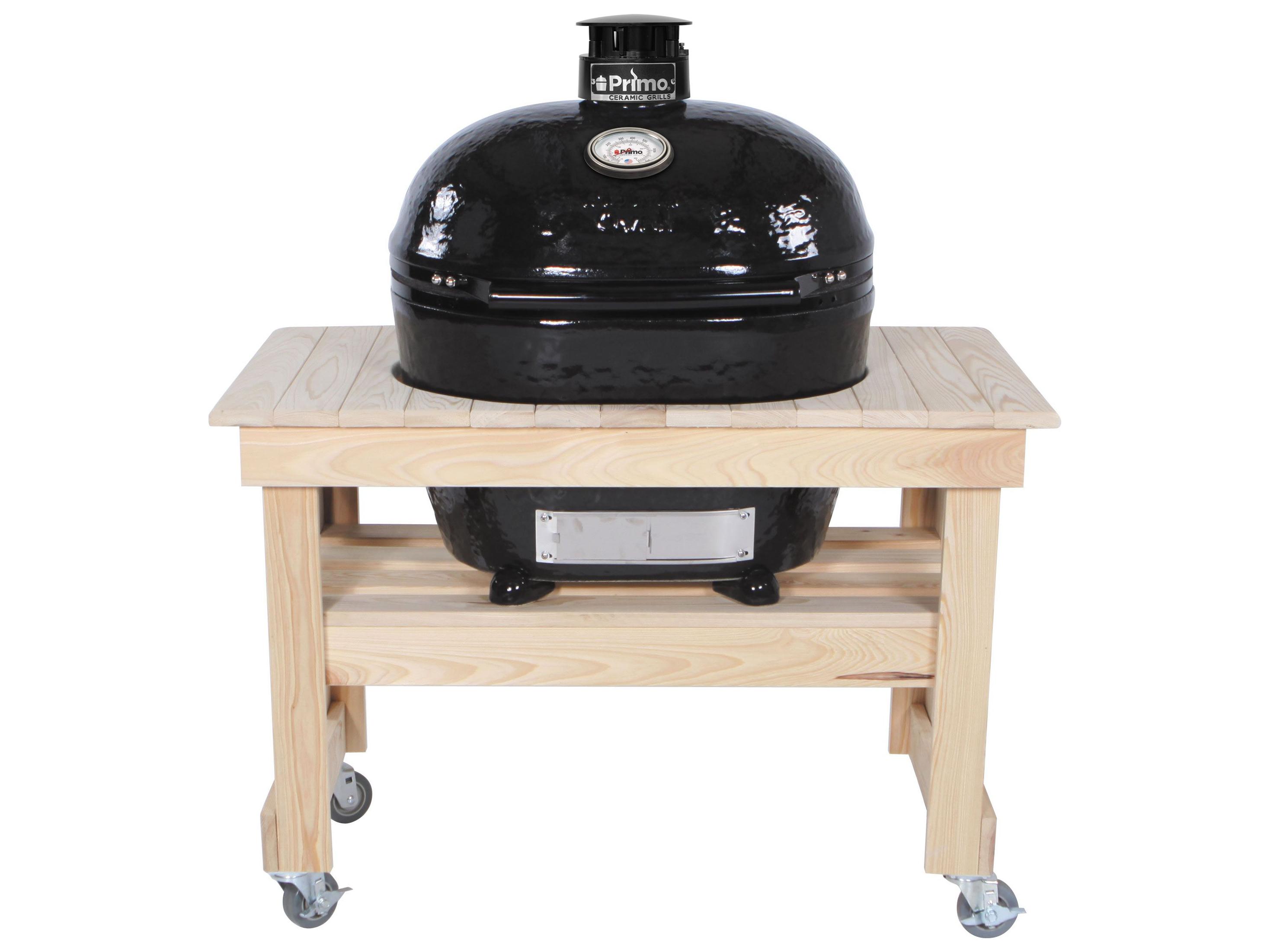 Primo Oval XL Charcoal Grill with Cypress Table
