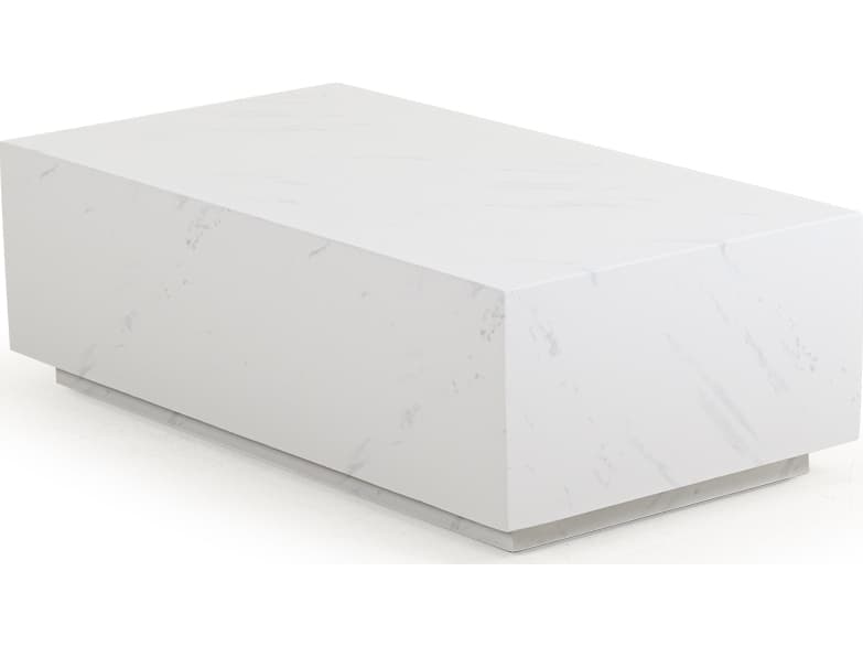 Watermark Living Santorini Aluminum Faux Marble Rectangular Outdoor Patio Coffee Table