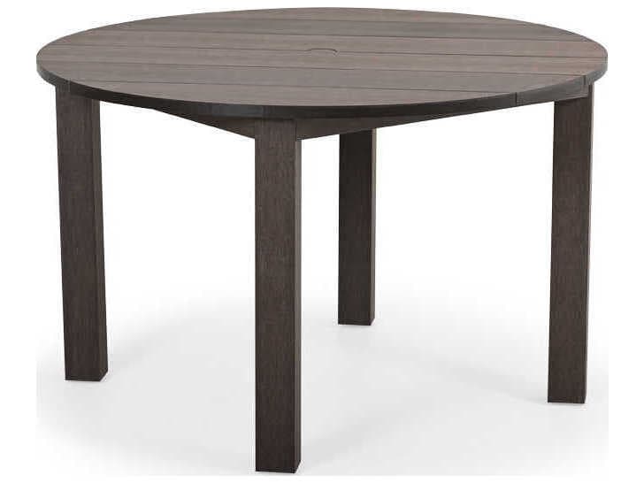Watermark Living Miramar Faux Wood Round Patio Dining Table with Umbrella Hole