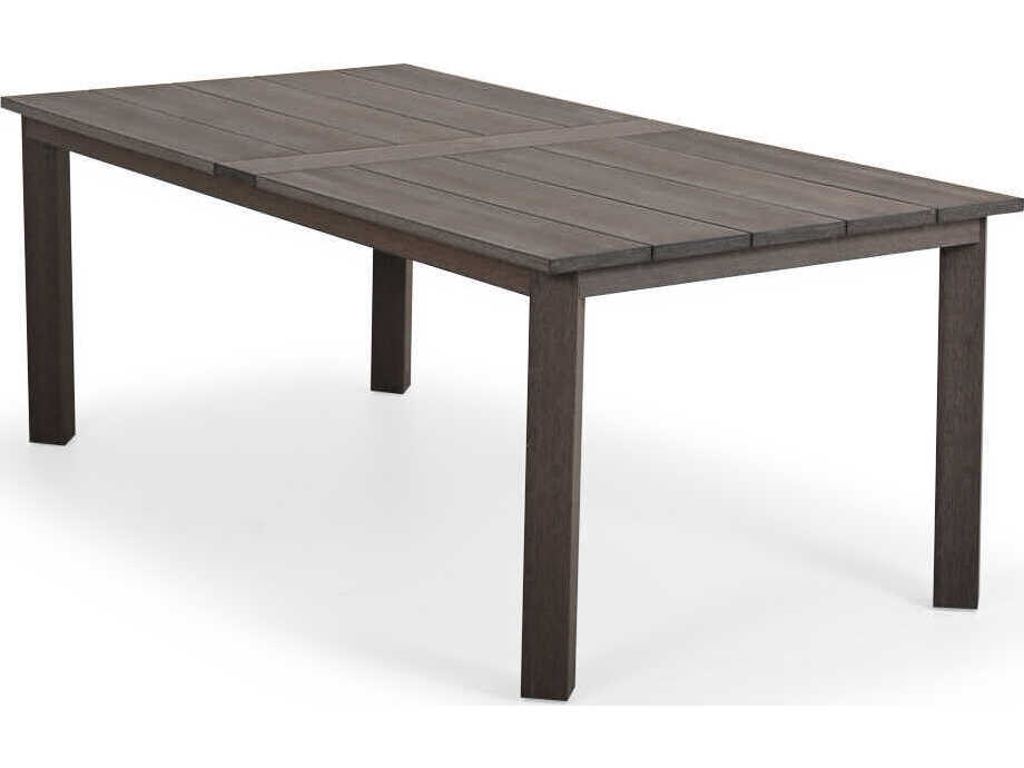 Watermark Living Miramar Faux Wood Rectangular Outdoor Dining Table with Umbrella Hole