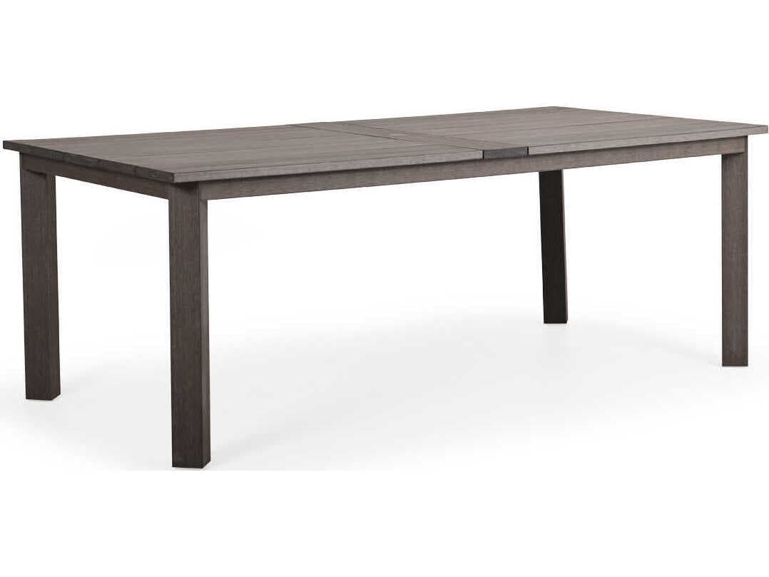 Watermark Living Miramar Faux Wood Rectangular Outdoor Dining Table with Umbrella Hole