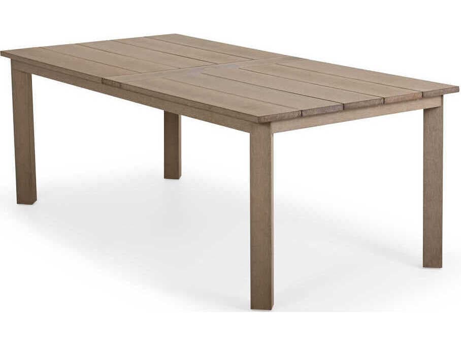 Watermark Living Miramar Faux Wood Rectangular Outdoor Dining Table with Umbrella Hole