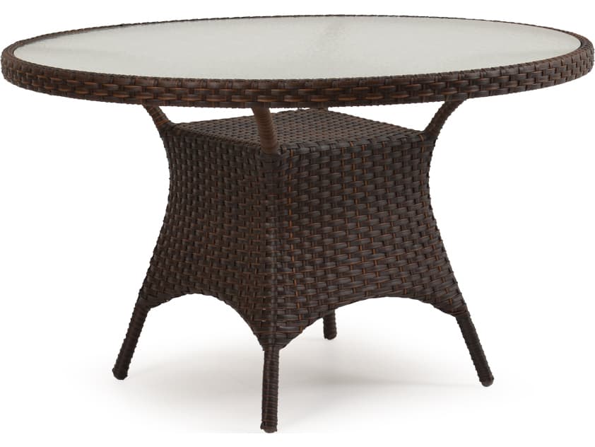 Watermark Living Alexandria Wicker Round Glass Top Outdoor Patio Dining Table