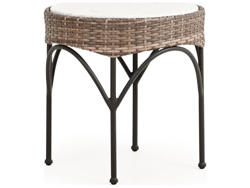 Watermark Living Augusta Wicker Round Glass Top Patio End Table