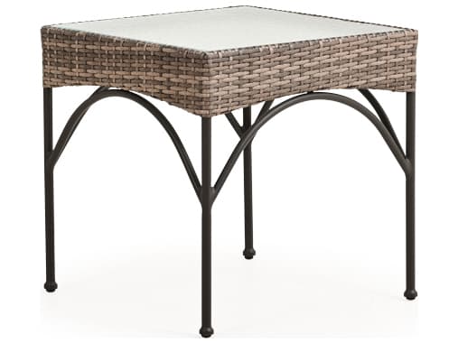 Watermark Living Augusta Wicker Square Glass top Outdoor Patio End Table