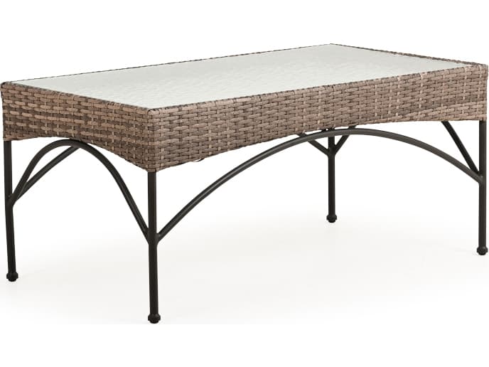 Watermark Living Augusta Wicker Rectangular Glass Top Patio Coffee Table