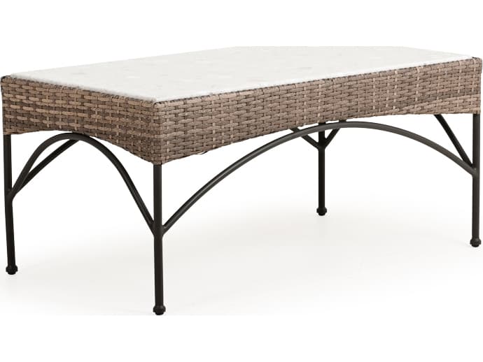 Watermark Living Augusta Wicker Rectangular Glass Top Patio Coffee Table