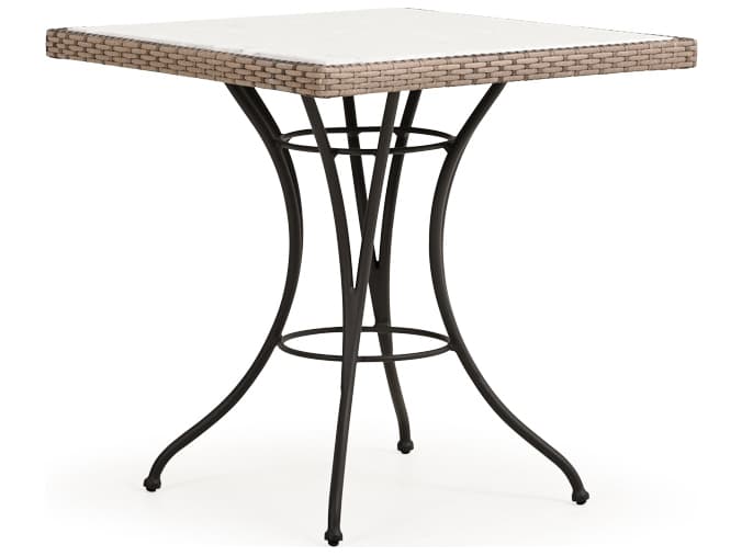 Watermark Living Augusta Wicker Square Glass Top Outdoor Patio Bistro Table