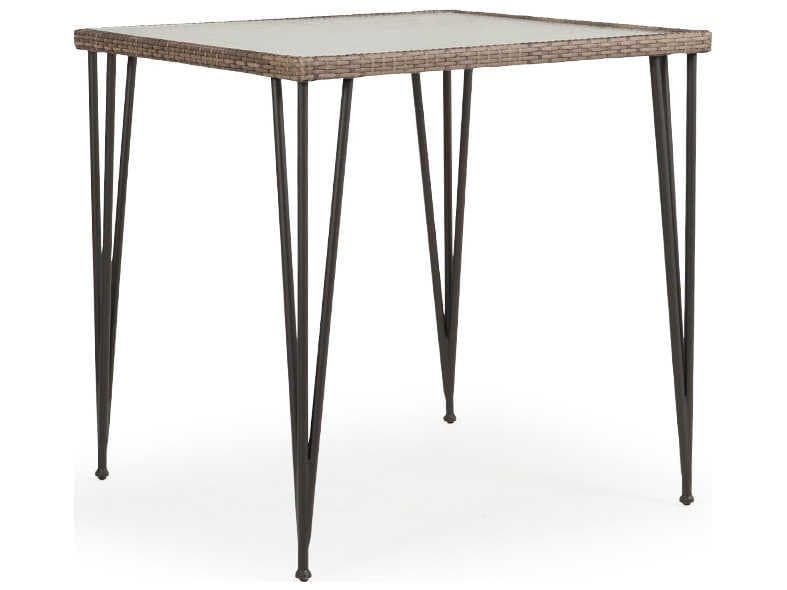 Watermark Living Augusta Wicker Square Stone Top Outdoor Bar Height Table