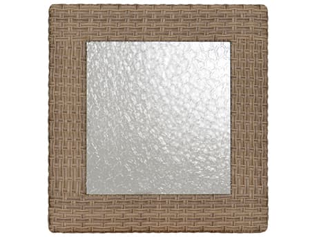 Watermark Living Seaside Wicker Square Glass Top Outdoor Patio End Table