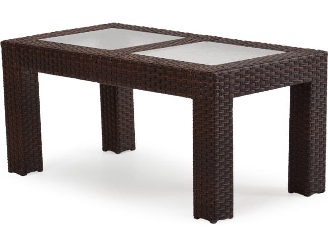 Watermark Living Seaside Wicker Rectangular Glass Top Patio Coffee Table