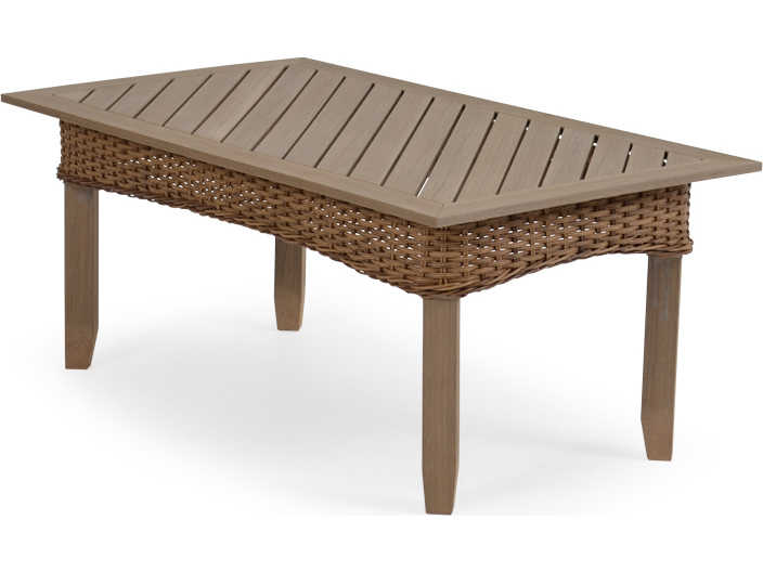 Watermark Living Edenton Wicker Rectangular PoliSoul Top Outdoor Patio Coffee Table