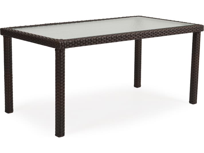 Watermark Living Seaside Wicker Rectangular Glass Top Outdoor Dining Table