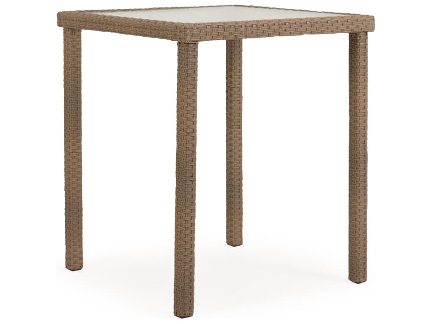 Watermark Living Seaside Wicker Square Glass Top Patio Bar Table