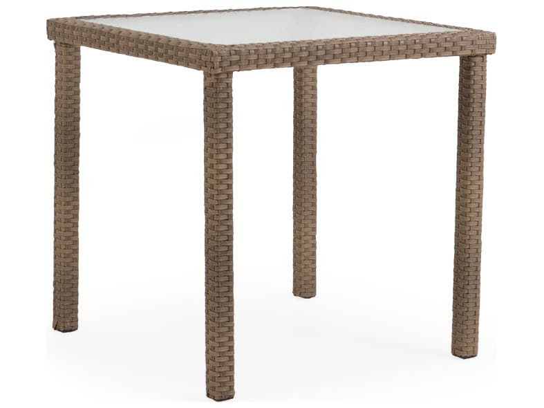 Watermark Living Seaside Wicker Square Glass Top Outdoor Patio Counter Table