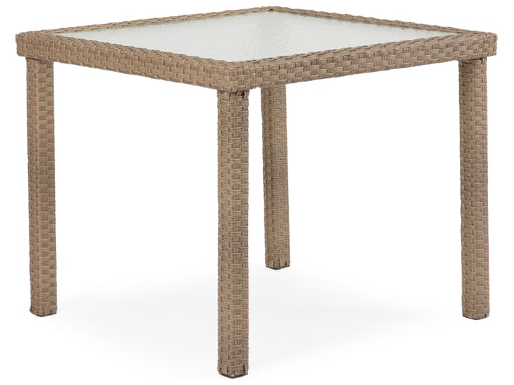 Watermark Living Seaside Wicker Square Glass Top Outdoor Patio Dining Table