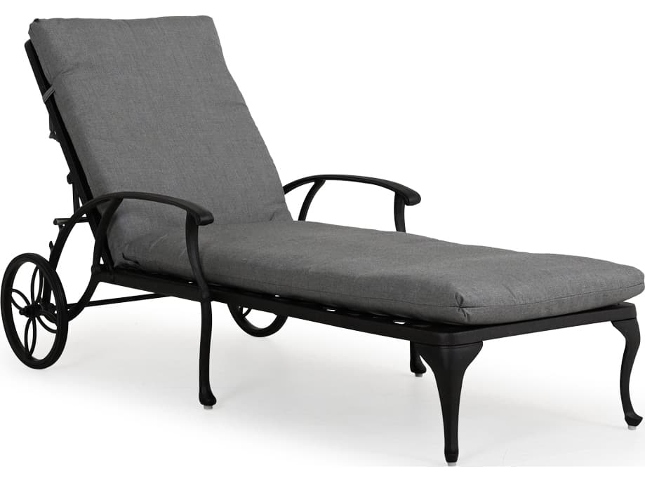Watermark Living Oxford Cast Aluminum Weathered Black Outdoor Patio Chaise Lounge