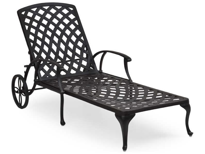 Watermark Living Quick Ship Oxford Cast Aluminum Weathered Black Patio Chaise Lounge