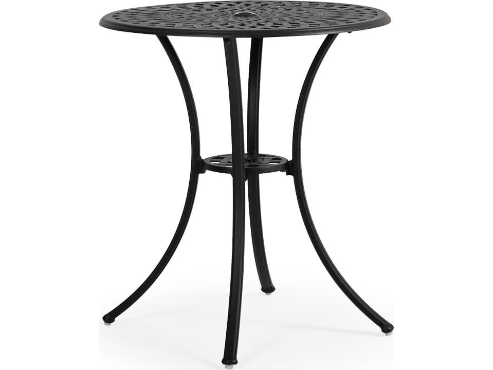 Watermark Living Oxford Cast Aluminum Weathered Black Round Patio Counter Table with Umbrella Hole