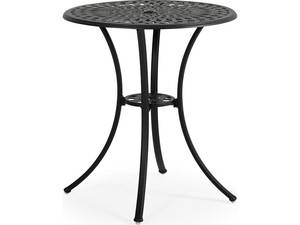 Watermark Living Oxford Cast Aluminum Weathered Black Round Patio Counter Table with Umbrella Hole