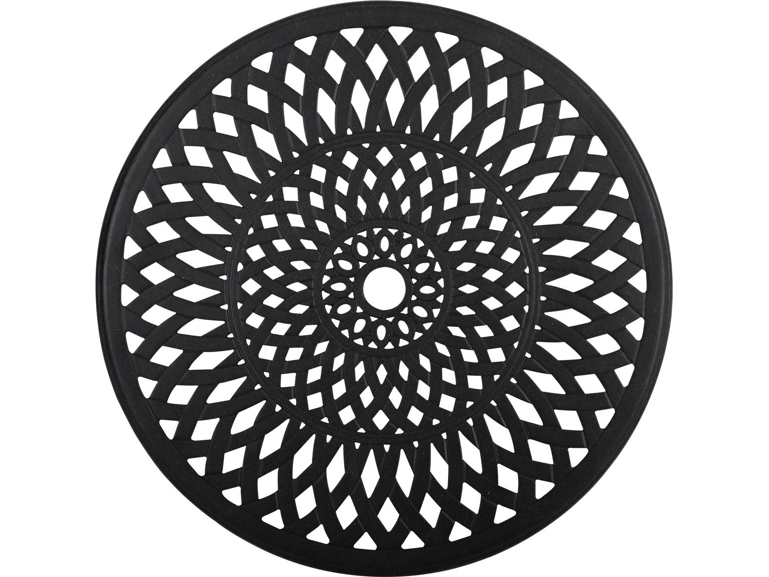 Watermark Living Oxford Cast Aluminum Weathered Black Round Outdoor Bistro Table with Umbrella Hole